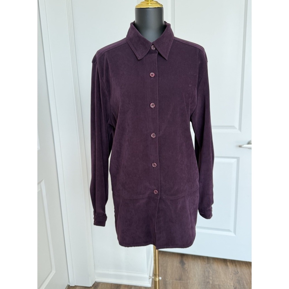 Croft &Barrow Women's Shirt Large  Button Purple